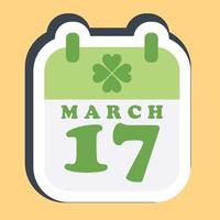 sticker st patricks dag kalender. st. Patrick dag viering elementen. mooi zo voor afdrukken, affiches, logo, partij decoratie, groet kaart, enz. vector