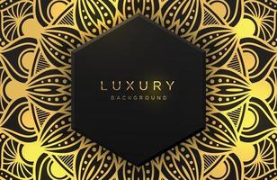 luxe achtergrond met glinsterende gouden islamitische arabesk ornament op donkere ondergrond vector