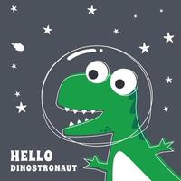 schattig astronaut dinosaurus. ruimte thema t-shirt afdrukken voor kinderen. creatief vector kinderachtig achtergrond voor kleding stof, textiel, kinderkamer behang, poster, kaart, brochure. en andere decoratie.