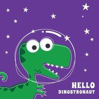 schattig astronaut dinosaurus. ruimte thema t-shirt afdrukken voor kinderen. creatief vector kinderachtig achtergrond voor kleding stof, textiel, kinderkamer behang, poster, kaart, brochure. en andere decoratie.