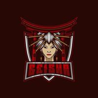 geisha mascotte logo. geisha e-sport mascotte logo ontwerp vector sjabloon illustratie