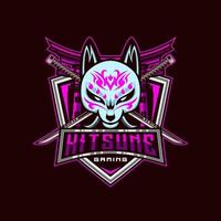 kitsune esport mascotte logo ontwerp. kitsune samurai hoofd japans wolf logo vector illustratie. wit vos mascotte illustratie