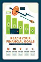 vector illustratie van bereiken uw financieel doelen en toenemen rijkdom. planning en strategieën voor bereiken financieel vrijheid succes. kan gebruik voor advertenties, poster, campagne, website, appjes, sociaal media