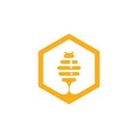vector logo en verpakking ontwerp Sjablonen in modieus lineair stijl - natuurlijk en boerderij honing concepten - etiketten en tags met bijen, honingraten en bloemen