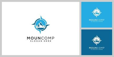 kompas en berg logo vector ontwerp