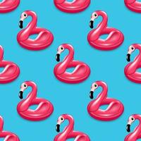 roze flamingo helder Aan een blauw achtergrond naadloos patroon. zwemmen speelgoed, ontwerp naar versieren zomer vakantie artikelen. vector. vector