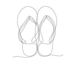 zomer slippers, doorlopend een lijn tekening vector