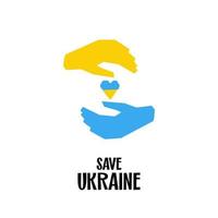 opslaan Oekraïne symbool illustratie hart in handen in nationaal kleur blauw en geel geïsoleerd vector