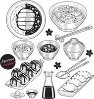 japan voedsel doodle elementen hand getrokken stijl. vector illustraties.