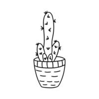 cactus in een pot. vector tekening fabriek contour