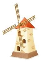 oud molen windmolen Aan een boerderij voor slijpen graan in meel vector illustratie geïsoleerd Aan wit achtergrond