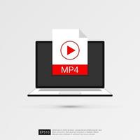 filmbestanden pictogram op laptop scherm concept. formaatuitbreiding van mp4 symbool vectorillustratie vector