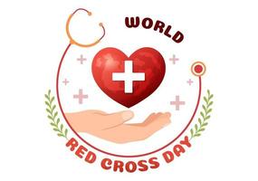 wereld rood kruis dag Aan mei 8 illustratie naar medisch Gezondheid en het verstrekken van bloed in hand- getrokken voor web banier of landen bladzijde Sjablonen vector