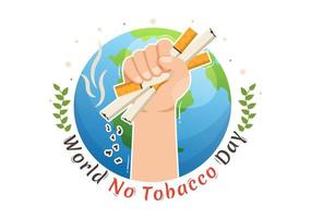 wereld Nee tabak dag illustratie van hou op roken, sigaret kont en kwaad de longen in vlak tekenfilm hand- getrokken voor landen bladzijde Sjablonen vector