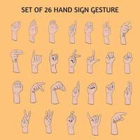 reeks van 26 hand- teken gebaren, doof taal en alfabetisch symbolen vector
