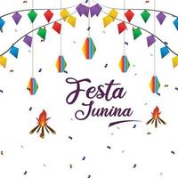 festa Junina kaart, traditioneel Brazilië juni festival vector