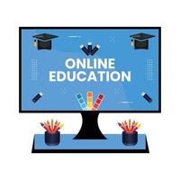 online cursussen en trainingen, webinar, afstand opleiding, kennis, mobiel aan het leren app en e-leren. vector illustratie voor poster, banier, presentatie