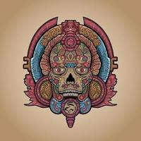 schedel mayan aztec oude cultuur totem tribal Mexicaans detail vector illustratie artwork