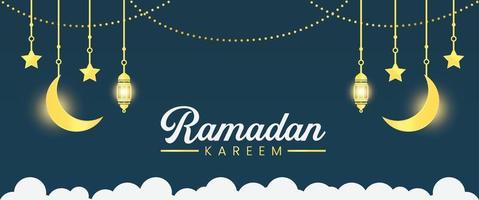 Ramadan kareem spandoek. Ramadan Islamitisch vakantie grafisch sjabloon met goud lantaarn ornament en licht vector