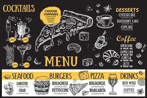 menu, restaurant cafe, sjabloon ontwerp. voedsel folder. vector