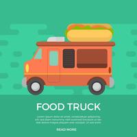 Platte voedsel vrachtwagen vectorillustratie vector