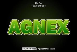 agnex tekst effect met grafisch stijl en bewerkbaar. vector