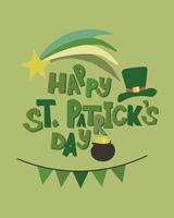 st. Patrick dag kaart in monochroom groen met belettering vector