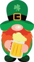 st patricks dag grappig gnoom Holding een bier mok vector