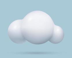 3d wit pluizig wolk icoon. realistisch drie dimensionaal schattig tekenfilm ontwerp element Aan blauw lucht achtergrond. vector