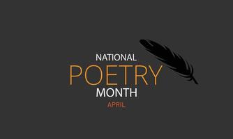 april is nationaal poëzie maand. sjabloon voor achtergrond, banier, kaart, poster vector