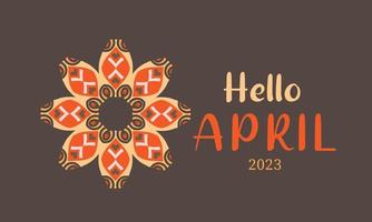 Hallo april. april maand vector met bloemen decoratie achtergrond. ontwerp sjabloon viering.