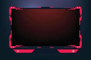 futuristische gaming bedekking ontwerp met abstract vormen. modern gaming bedekking en online scherm paneel vector Aan een donker achtergrond. leven streaming bedekking en uitzending grens ontwerp met rood kleur.