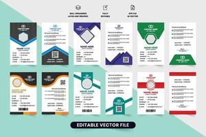 zakelijke identiteit kaart sjabloon verzameling met foto tijdelijke aanduidingen. werknemer of leerling ID kaart kaart reeks ontwerp voor kantoor of school. drukklare identificatie kaart sjabloon bundel met abstract vormen. vector