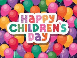 gelukkige kinderdag op ballonnen achtergrond vector ontwerp