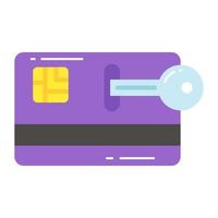 sleutel met Geldautomaat kaart, vector ontwerp van kaart veiligheid in modern stijl