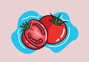 hand- getrokken vers rood tomaten. groenten. voor de helft een tomaat. vector tekenfilm illustratie