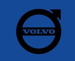 volvo logo merk auto symbool met naam zwart ontwerp Zweeds auto- vector illustratie met blauw achtergrond