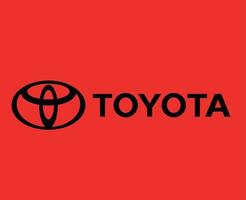 toyota logo merk auto symbool met naam zwart ontwerp Japan auto- vector illustratie met rood achtergrond