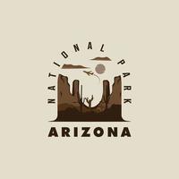 Arizona logo wijnoogst vector illustratie sjabloon icoon grafisch ontwerp. teken of symbool nationaal park van Amerika voor reizen bedrijf met retro typografie stijl