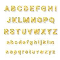 gouden alfabet a tot z met hoofdletters en kleine letters vector