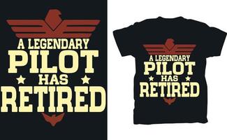 gepensioneerd piloot vliegtuig cabine bemanning vliegtuig luchtvaart gezagvoerder t-shirt vector