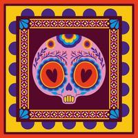 Mexicaanse schedel met kleurrijk frame vector
