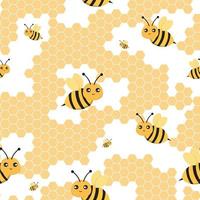een bij en honingraat patroon met bijen. vector