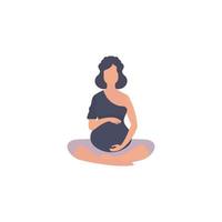 zwanger vrouw is aan het doen yoga. actief goed gebouwd zwanger vrouw karakter. geïsoleerd Aan wit achtergrond. vlak vector illustratie.