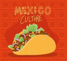 mexico cultuur belettering met taco vector ontwerp