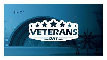 veteranen dag spandoek. leger luchthaven in de achtergrond. vector illustratie.