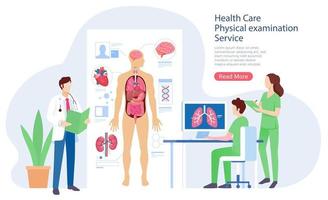 gezondheidszorg lichamelijk systeem onderzoek service vector illustratie.