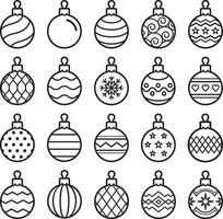 kerstballen pictogrammen. vector illustratie.