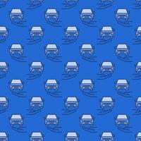 auto Aan hand- vector huren auto blauw naadloos patroon