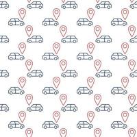 auto en rood kaart wijzer vector plaats lijn naadloos patroon